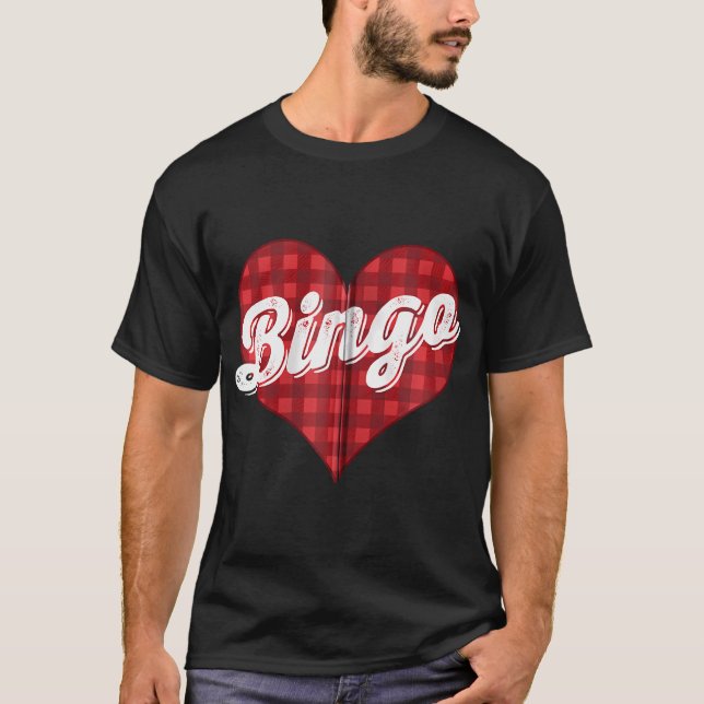 Christmas Buffalo Kariert I Liebe Bingo Geschenk T-Shirt (Vorderseite)