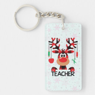 Christmas Buffalo Kariert Teacher Schlüsselanhänger