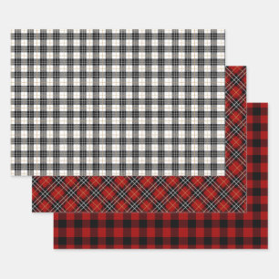 Christmas Buffalo Kariert Wrapping Paper Sheet Set Geschenkpapier Set