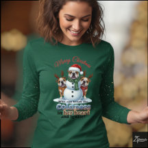 Christmas Bulldog Snowman Plaid Scarf Graphic