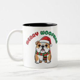 Christmas Bulldog Tasse: Frohe Woofmas Zweifarbige Tasse
