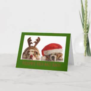 CHRISTMAS BULLDOG VACANCES CARTE DE SALUT VERT