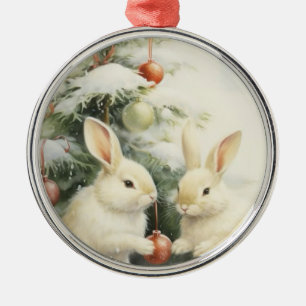 Christmas Bunnies Tree Ornament Aus Metall