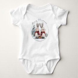 Christmas Bunny and gift Baby Strampler