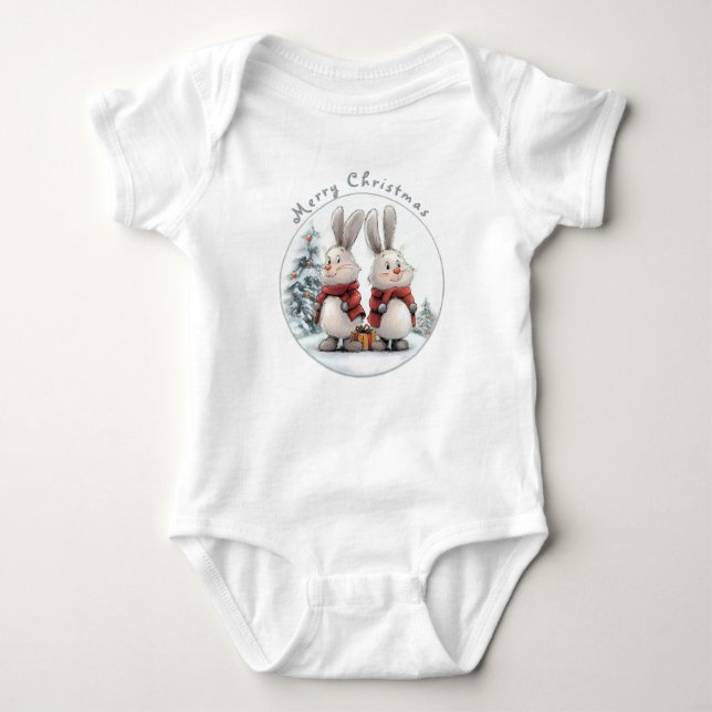 Christmas Bunny and gift Baby Strampler (Vorderseite)
