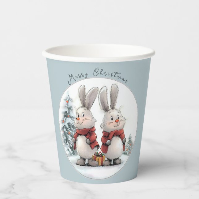 Christmas Bunny and gift Pappbecher (Vorderseite)