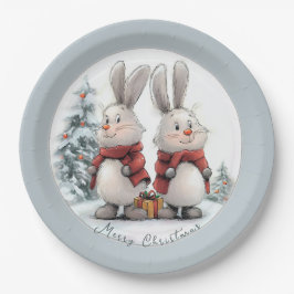 Christmas Bunny and gift Pappteller