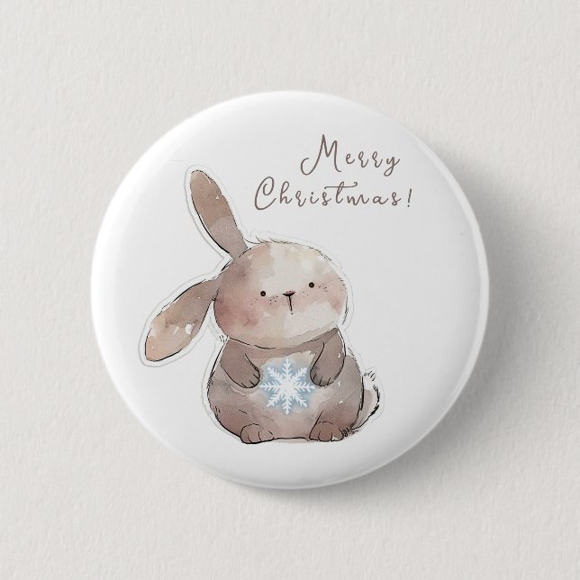 Christmas Bunny and Snowflake Button (Vorderseite)