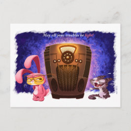 CHRISTMAS BUNNY CATS von Jeff Willis Art Feiertagspostkarte