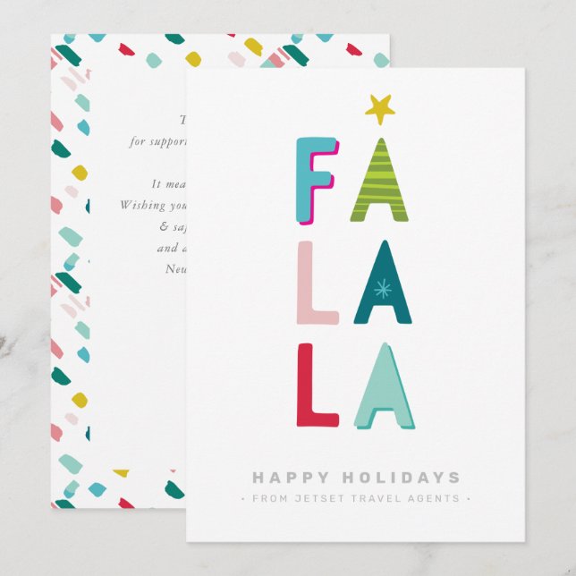 CHRISTMAS BUSINESS DANK moderner Typografie falala Einladung (Vorne/Hinten)