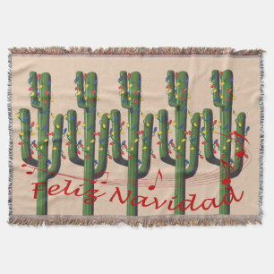 Christmas Cactus Feliz Navidad Decke