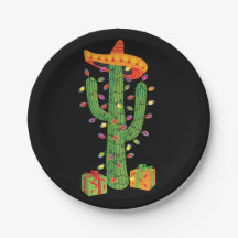 Christmas Cactus Feliz Navidad Teller