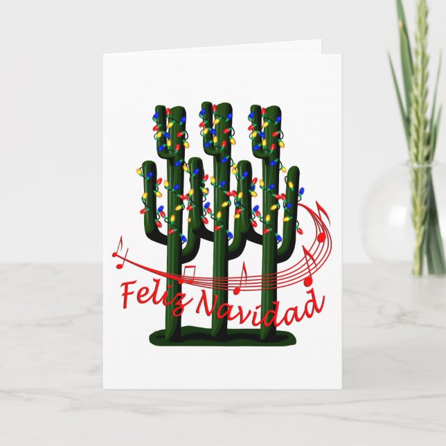 Christmas Cactus Tree Feliz Navidad Carte de voeux (Devant)