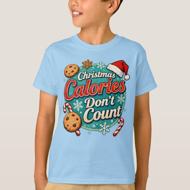 Christmas Calories Don’t Count Funny Santa Claus  T-Shirt (Vorderseite)