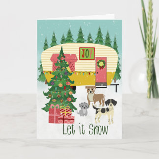 Christmas Camper and Dogs Let it Snow Karte