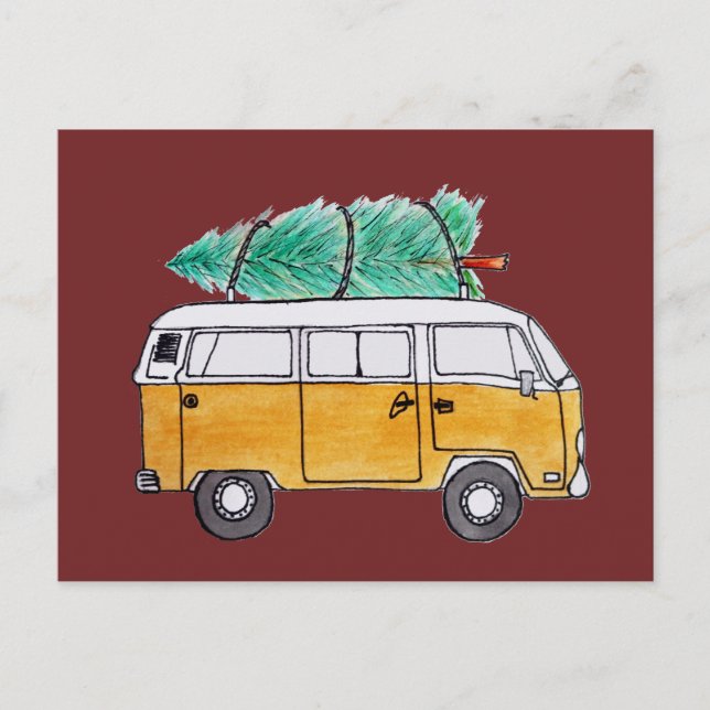 Christmas Campervan Postkarte (Vorderseite)