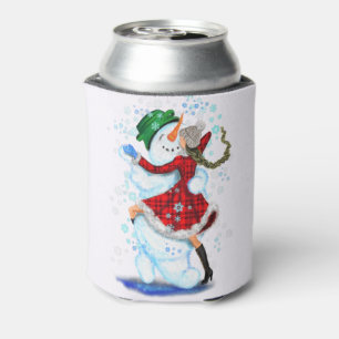 Christmas Can Cooler Snowman and Girl Dance Dosenkühler