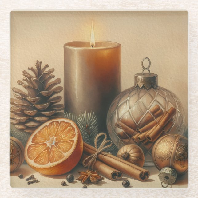 Christmas Candle Art Glasuntersetzer (Vorderseite)