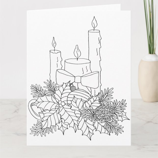 Christmas Candles Color-it-Jurself Karte (Vorderseite)