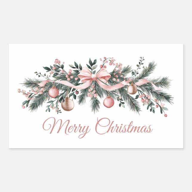 Christmas candles floral pine cone Bouquet Rechteckiger Aufkleber (Vorderseite)