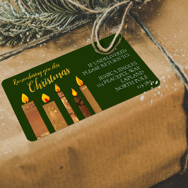 Christmas candles golden green worship paper art adressaufkleber