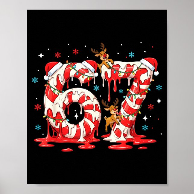Christmas Candy Cane 67 Meme Six Seven Funny Boys  Poster (Vorne)