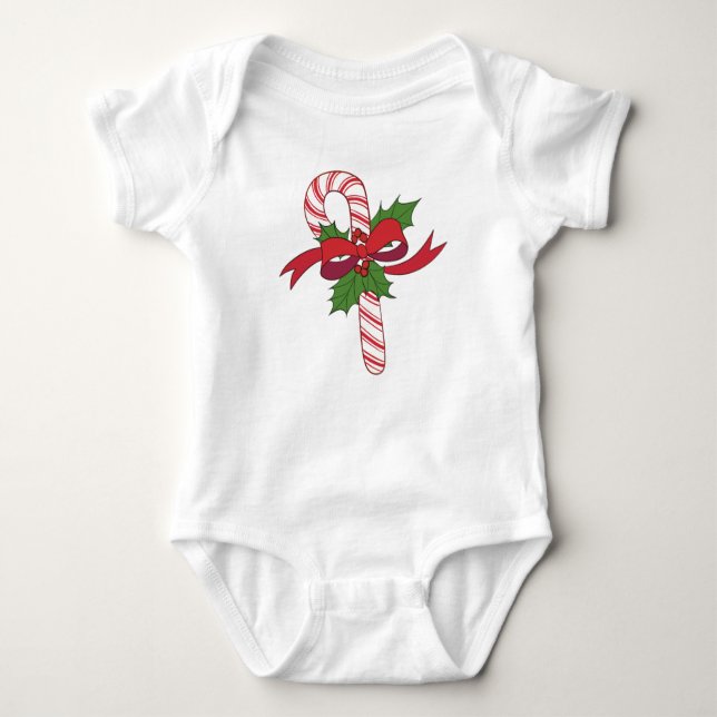 Christmas Candy Cane Baby Strampler (Vorderseite)