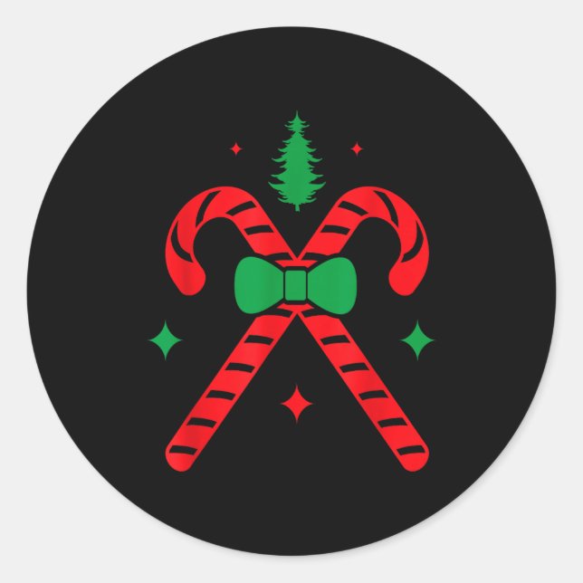 Christmas Candy Cane Design Red And Green  Runder Aufkleber (Vorderseite)