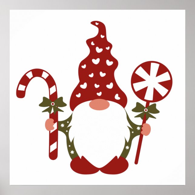 Christmas Candy Cane Gnome Poster (Vorne)