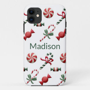 Christmas Candy Cane Green Personalisiert Name Case-Mate iPhone Hülle