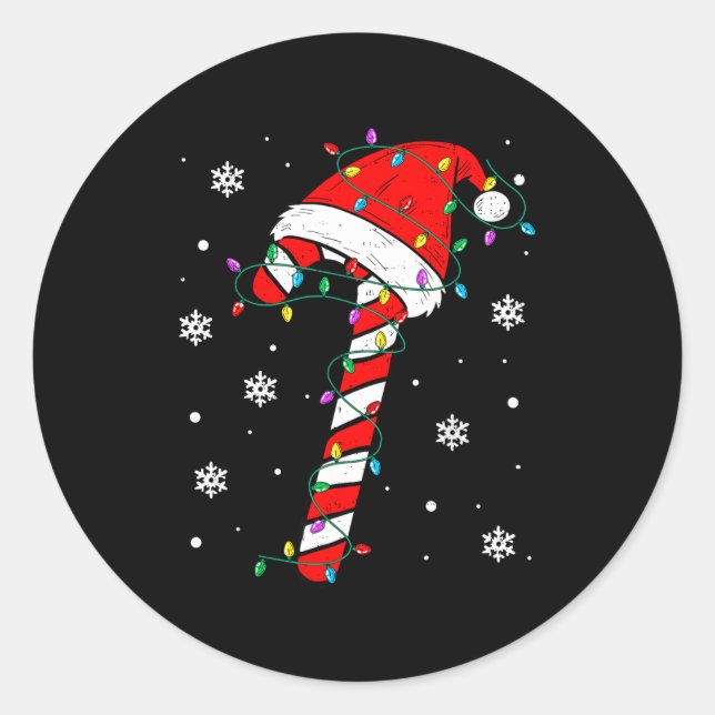 Christmas Candy Cane Hat Santa Xmas Holiday Toddle Runder Aufkleber (Vorderseite)