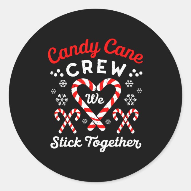 Christmas Candy Cane Heart Holiday Family Matching Runder Aufkleber (Vorderseite)
