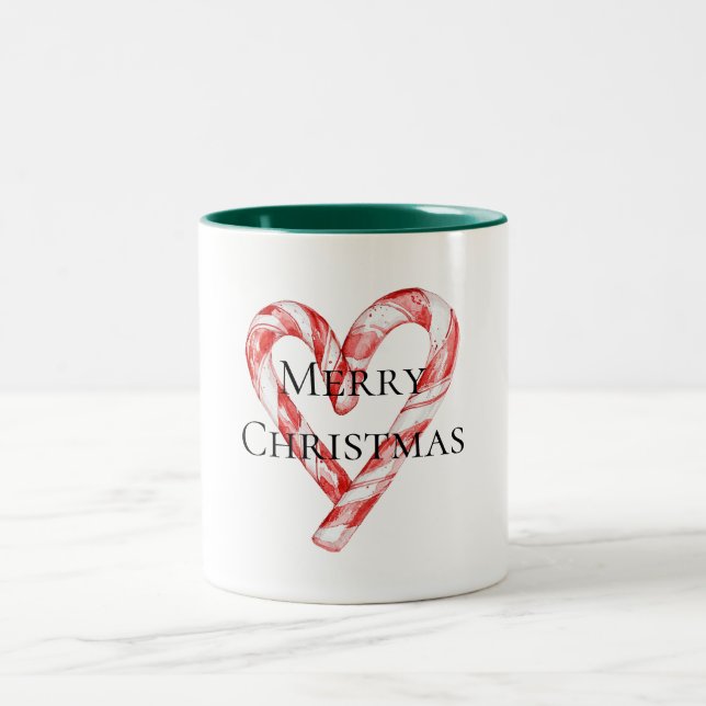 Christmas Candy Cane Heart Zweifarbige Tasse (Mittel)