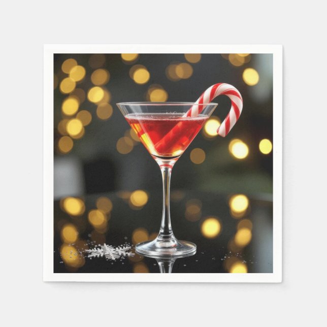 Christmas Candy Cane In a Cocktail Serviette (Vorderseite)