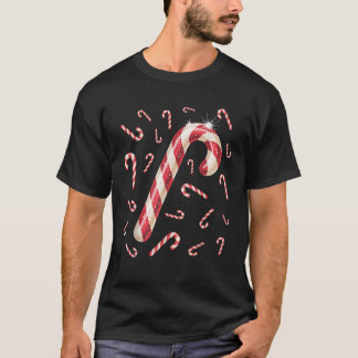 Christmas Candy Cane Merry Bright Red White Candy T-Shirt