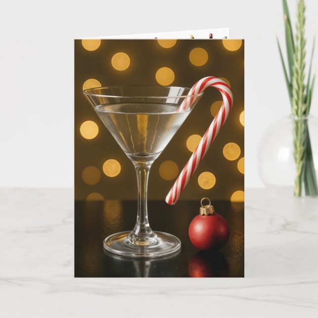 Christmas Candy Cane On a Martini Glass Karte (Vorderseite)