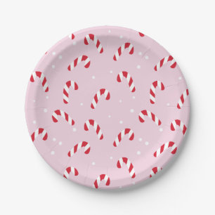 Christmas Candy Cane Pink Pappteller