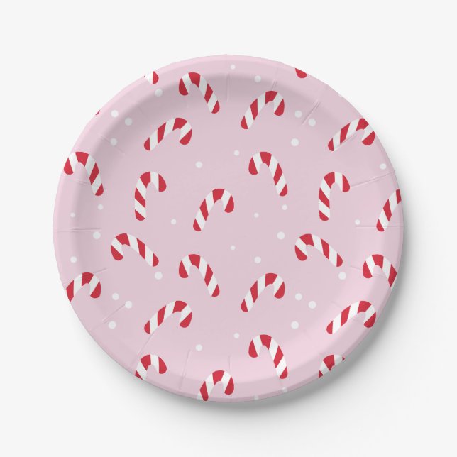 Christmas Candy Cane Pink Pappteller (Vorderseite)