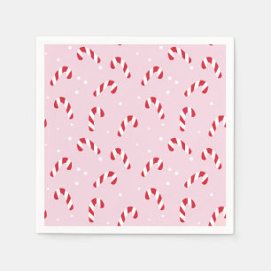 Christmas Candy Cane Pink Serviette