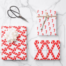 Christmas Candy Cane Red White Geschenkpapier Set