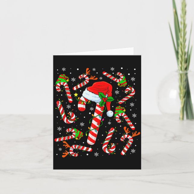 Christmas Candy Cane Santa Hat Reindeer Funny Xmas Karte (Vorderseite)