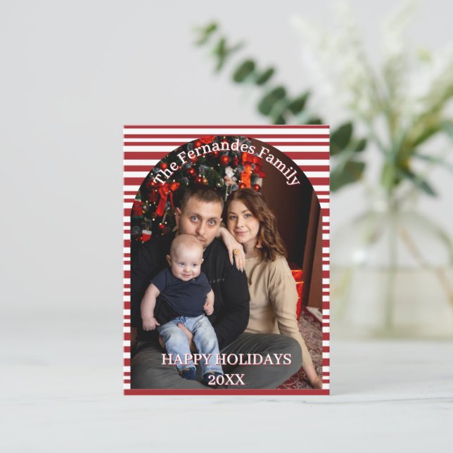 Christmas Candy Cane Stripes Cutsom Postkarte (Stehend Vorderseite)