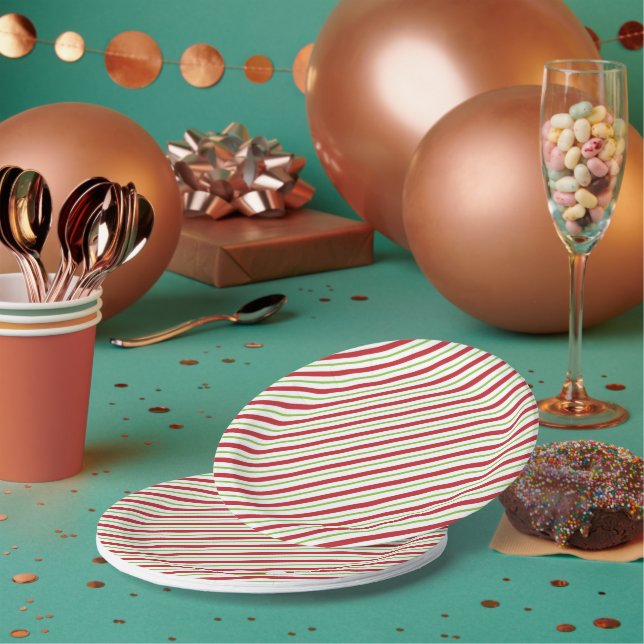 Christmas Candy Cane Stripes Pappteller (Multi)