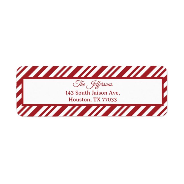 Christmas Candy Cane Stripes Return Address Label (Vorne)