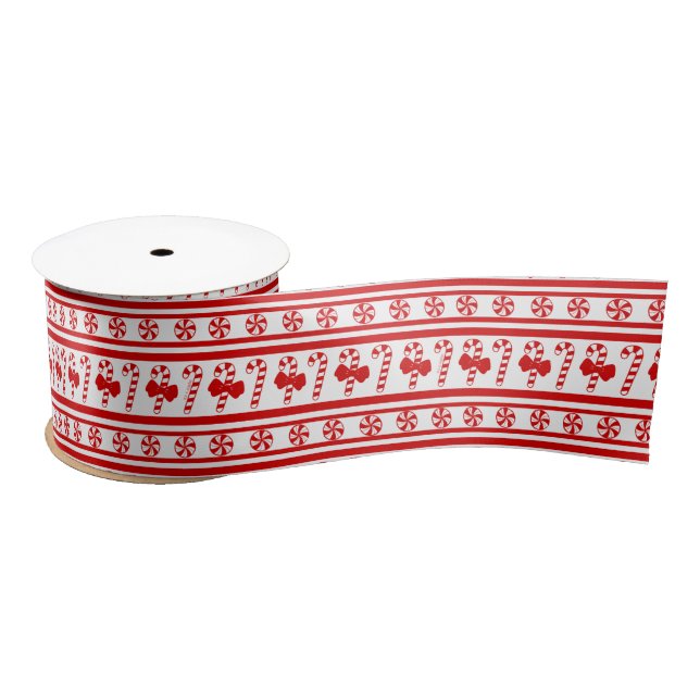Christmas Candy Cane Stripes Satinband (Spule)