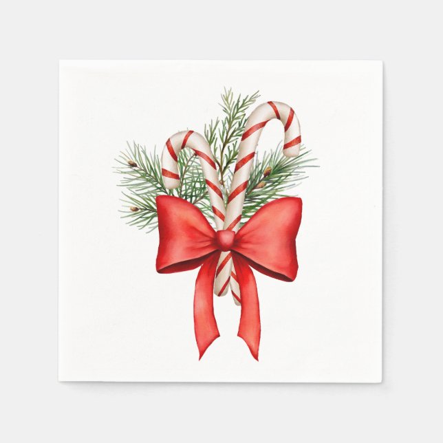 Christmas Candy Cane Winter Cocktail Napkin Serviette (Vorderseite)