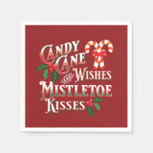 CHRISTMAS CANDY CANE WISHES MISTLETOE KISSES PAPIE