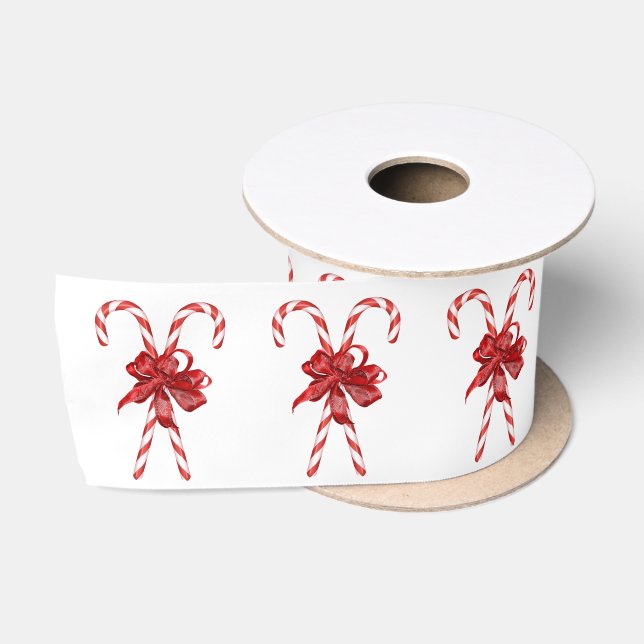 Christmas Candy Canes Tied with Bows Satinband (Spule)