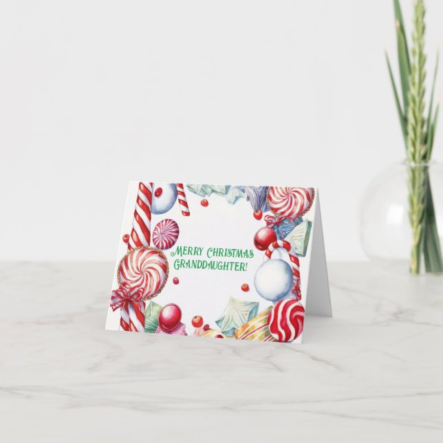 CHRISTMAS CANDY GRANDDAUGHTER CARD DANKESKARTE (Vorderseite)