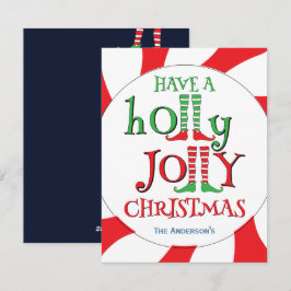 Christmas Candy Holly Jolly Elf Legs Feiertagskarte